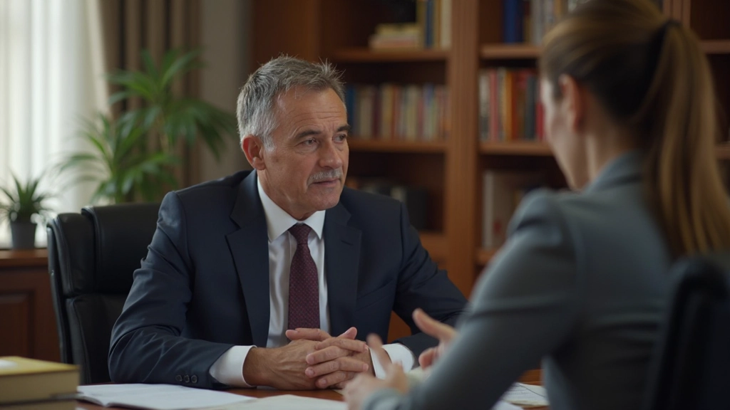 Real estate consultant reviewing property documentation with client at professional office