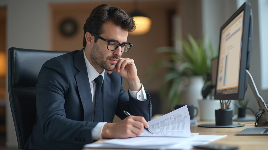Профессиональное фото аналитика, оценивающего коммерческую недвижимость и составляющего отчет